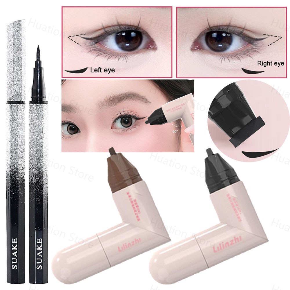 Waterproof Liquid Eyeliner Pen - DIY Rotate Eyeliner Stamp Integrated Black
