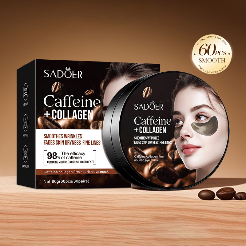 60pcs SADOER Caffeine Crystal  - огляд і ціна Collagen Under Eye Patches
