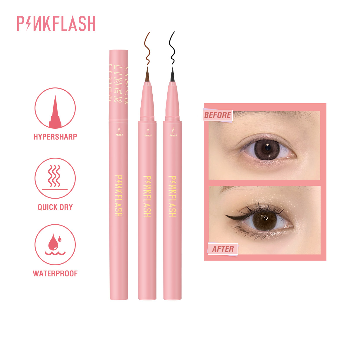 PINKFLASH Black Liquid Eyeline - огляд і ціна Waterproof Liquid Eyeliner Pen