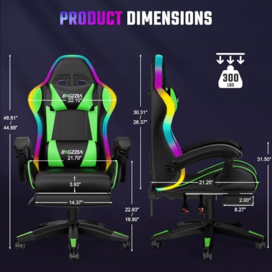 RGB gaming chair with footrest - огляд і ціна Massage