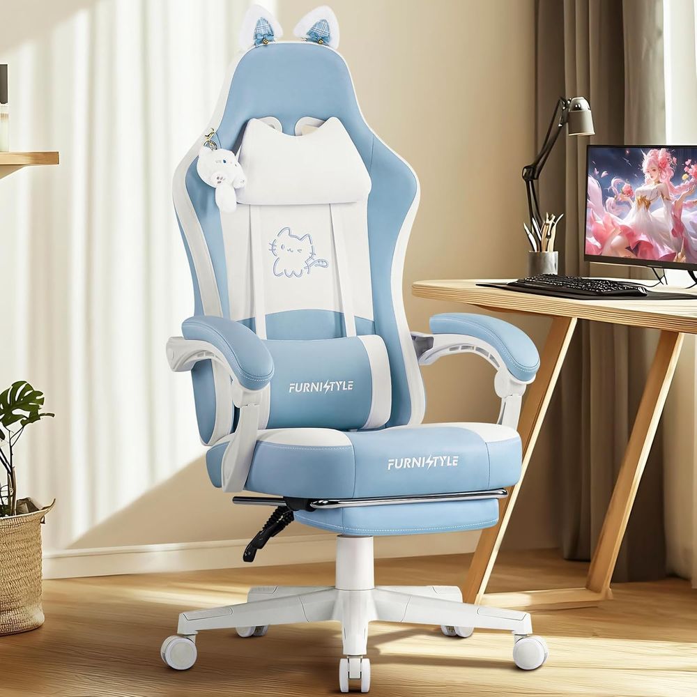 Ergonomic Blue/White Gaming Ch - огляд і ціна Massage